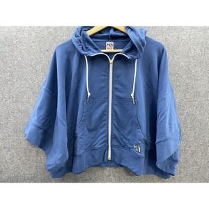 NWT Kari Traa Beatrice Cropped Wide‎ Sleeve Hoodie Blue Women's M Sample